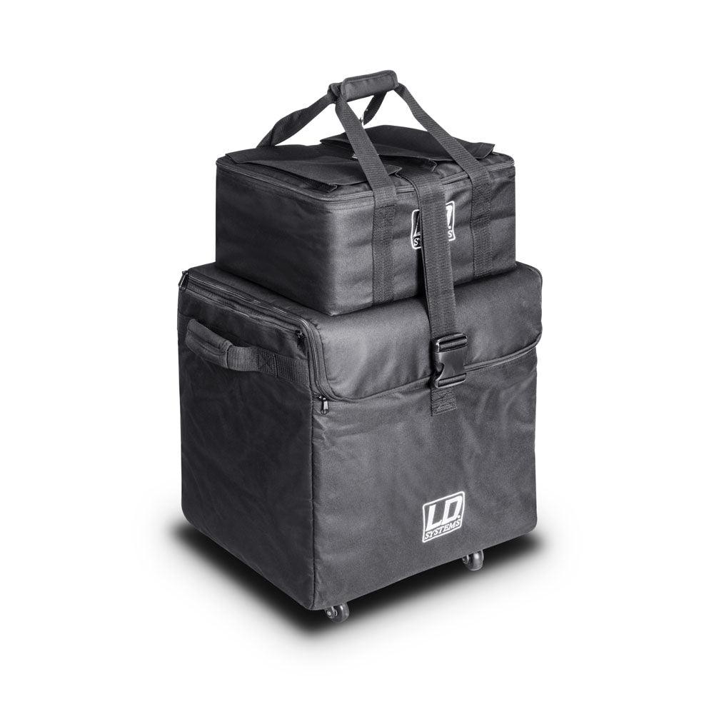LD SYSTEMS DAVE 8 SET 1 KIT DI BORSE PER IL TRASPORTO DEL SISTEMA PA DAVE 8 XS 1 BORSA SUBWOOFER CON RUOTE + 2 BORSE PER SATELLITI COLORE NERO - TechSoundSystem.com