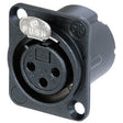 NEUTRIK NC3FD-LX-B PRESA A PANNELLO CONTATTI DRITTI CONNETTORE XLR POLI - 3 NERO 1 PEZ - TechSoundSystem.com