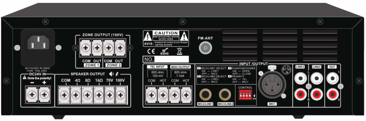 GLEMM PAA 120M2Z Amplificatore PA a 100V/16ohm da 120W a 2 zone