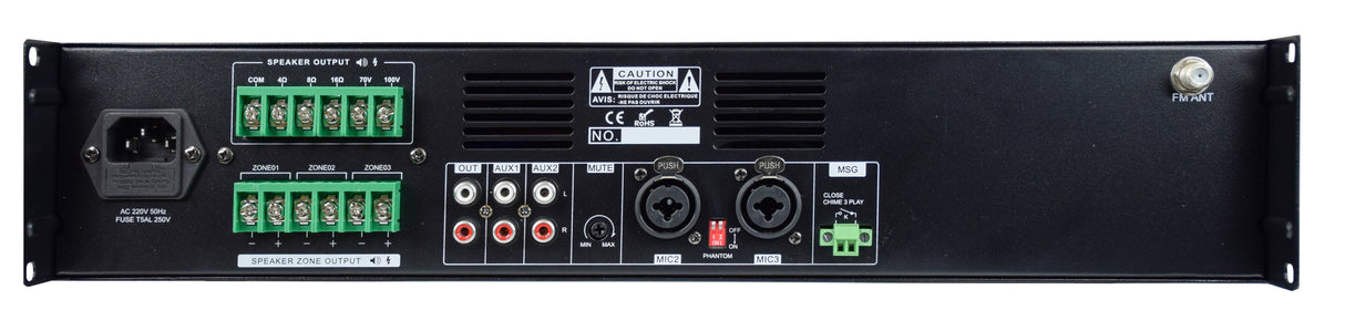 GLEMM PAA 225BMZ Amplificatore PA 3 zone 225W a 100V/16ohm