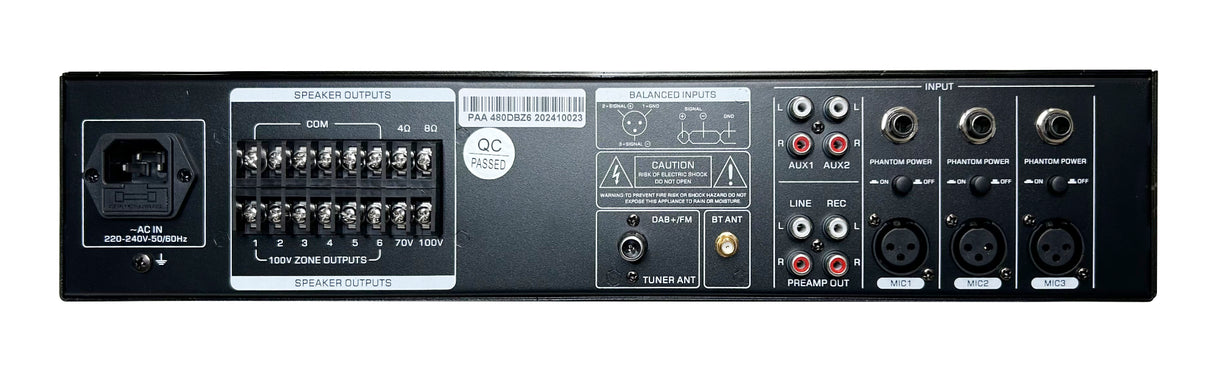 GLEMM PAA 480DBZ6 Amplificatore 6 zone indipendenti 480W su 4-8ohm o 70/100V