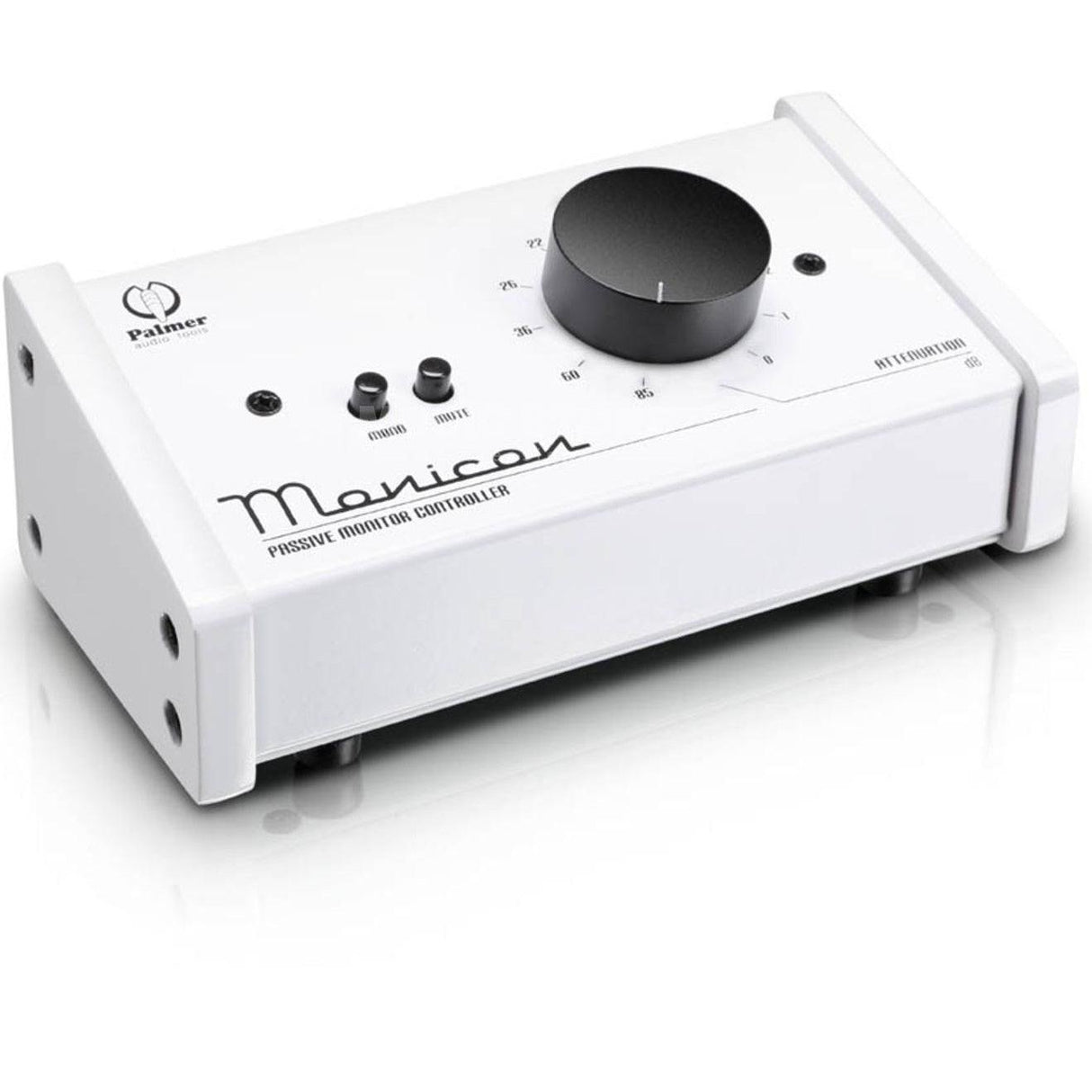 PALMER MONICON WHITE CONTROLLO VOLUME PASSIVO MONITOR BIANCO 2 XLR IN 2 XLR OUT IN LEGNO E METALLO - TechSoundSystem.com