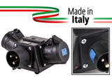 POWER-BOX NERO SPLITTER PALCO/TRUSS CIABATTA ALIMENTAZIONE MADE IN ITALY SPIA RETE INGRESSO SPINA 32A 3P USCITE 2 PRESE 16A 3P - TechSoundSystem.com