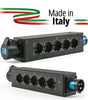 EXTREME POWERBOX NERO CIABATTA ALIMENTAZIONE PALCO MADE IN ITALY SPIA RETE INGRESSO SPINA 16A 3P 5-USCITE UNEL E PRESA LOOP OUT 16A - TechSoundSystem.com