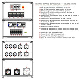 POWERBOX 125A SU RUOTE PRESE 2x63A 4x32A 6x16A3P + 3 SPIE VOLTOMETRO AMPEROMETRO