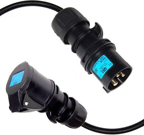 PROLUNGA CORRENTE 25 METRI CEE 16A+T IP44 3POLI CAVO NEOPRENE/H07RN-F 3x2.5 SPINA-PRESA MASCHIO-FEMMINA NERE - TechSoundSystem.com