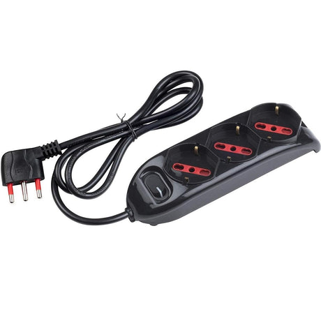 ROSI EMILIA RS94002 MULTIPRESA 3 USCITE SCHUKO+10A+16A INTERRUTTORE LUMINOSO CAVO 1.5MT - TechSoundSystem.com
