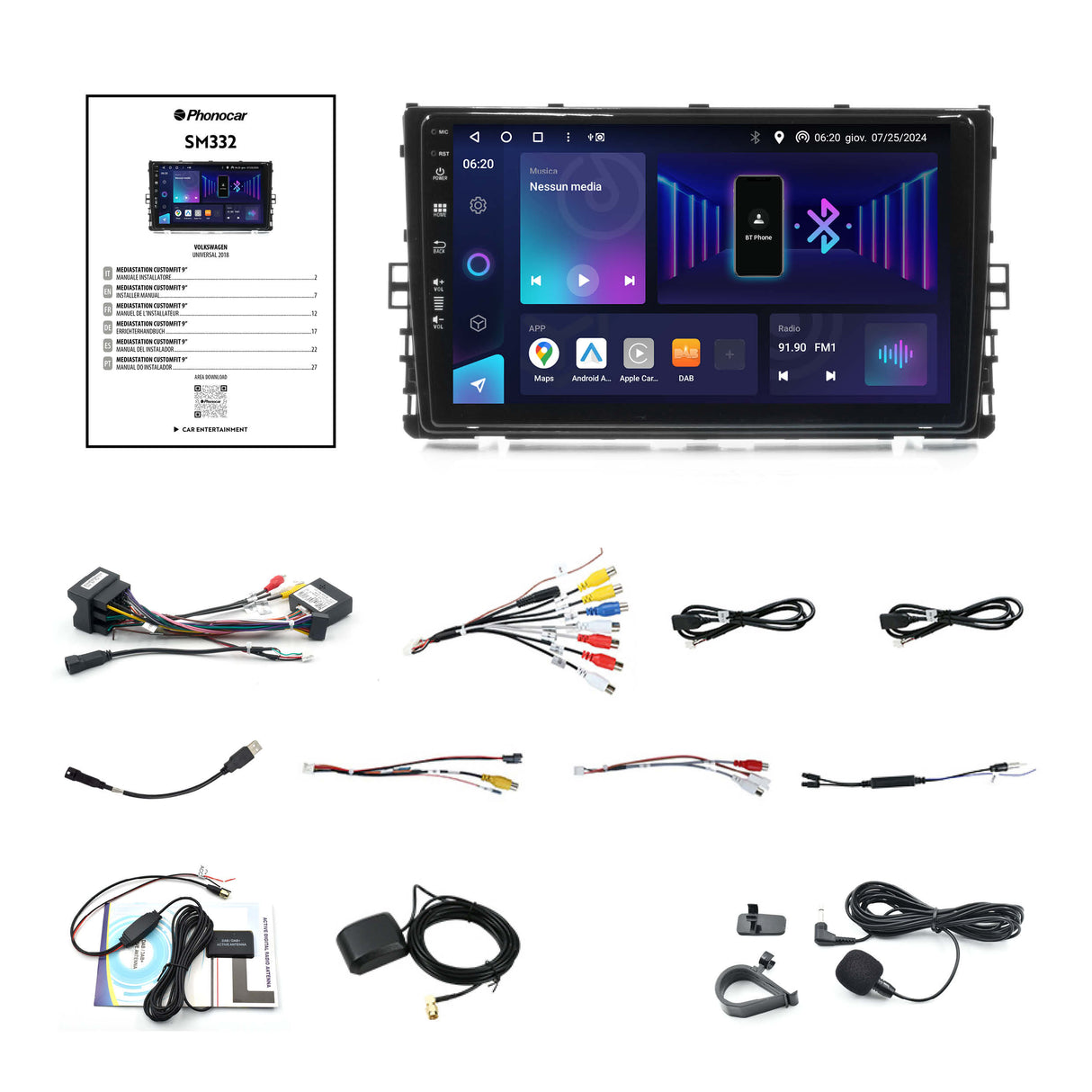 Phonocar SM332 Autoradio per VW PASSAT, T-ROC, T-CROSS, TIGUAN, Android 13