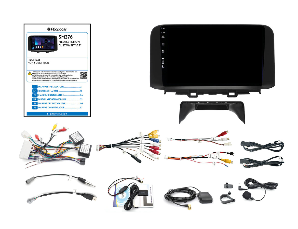 Phonocar  SM376 Autoradio per HYUNDAI KONA (OS, OSE, OSI) Android 9" QLED