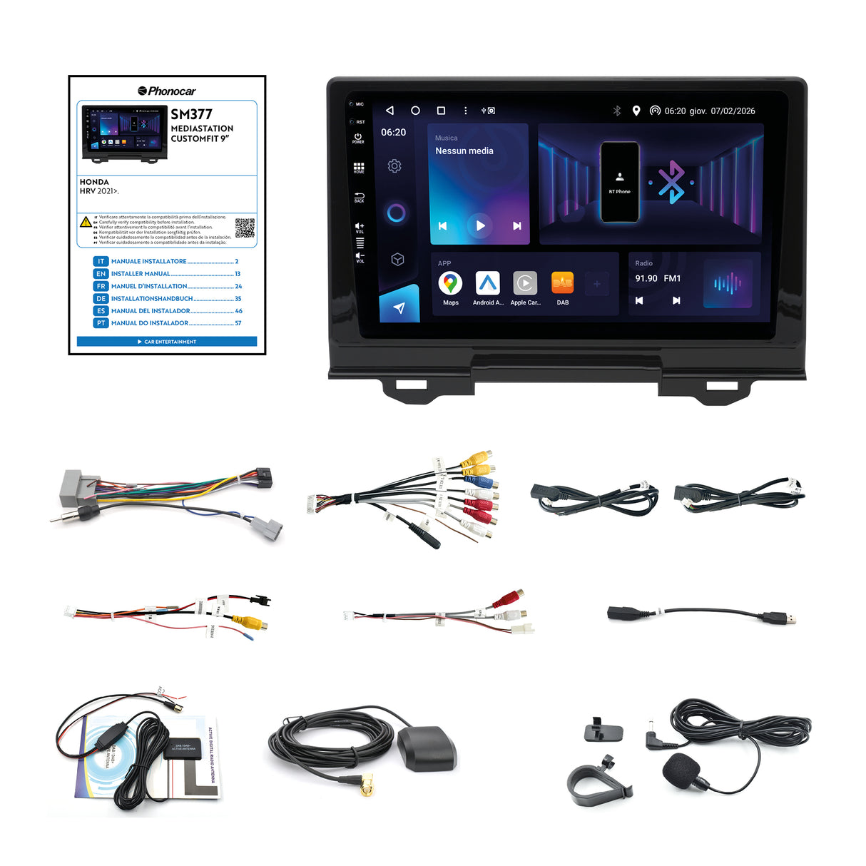 Phonocar  SM377 Autoradio per HONDA HR-V (RV) Android schermo 9" QLED