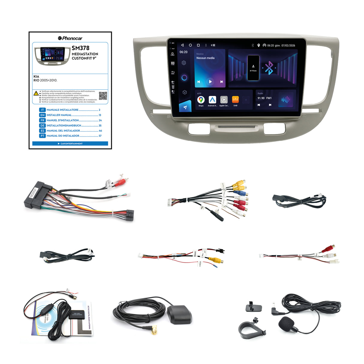 Phonocar  SM378 Autoradio per KIA RIO II (JB) Android schermo 9" QLED