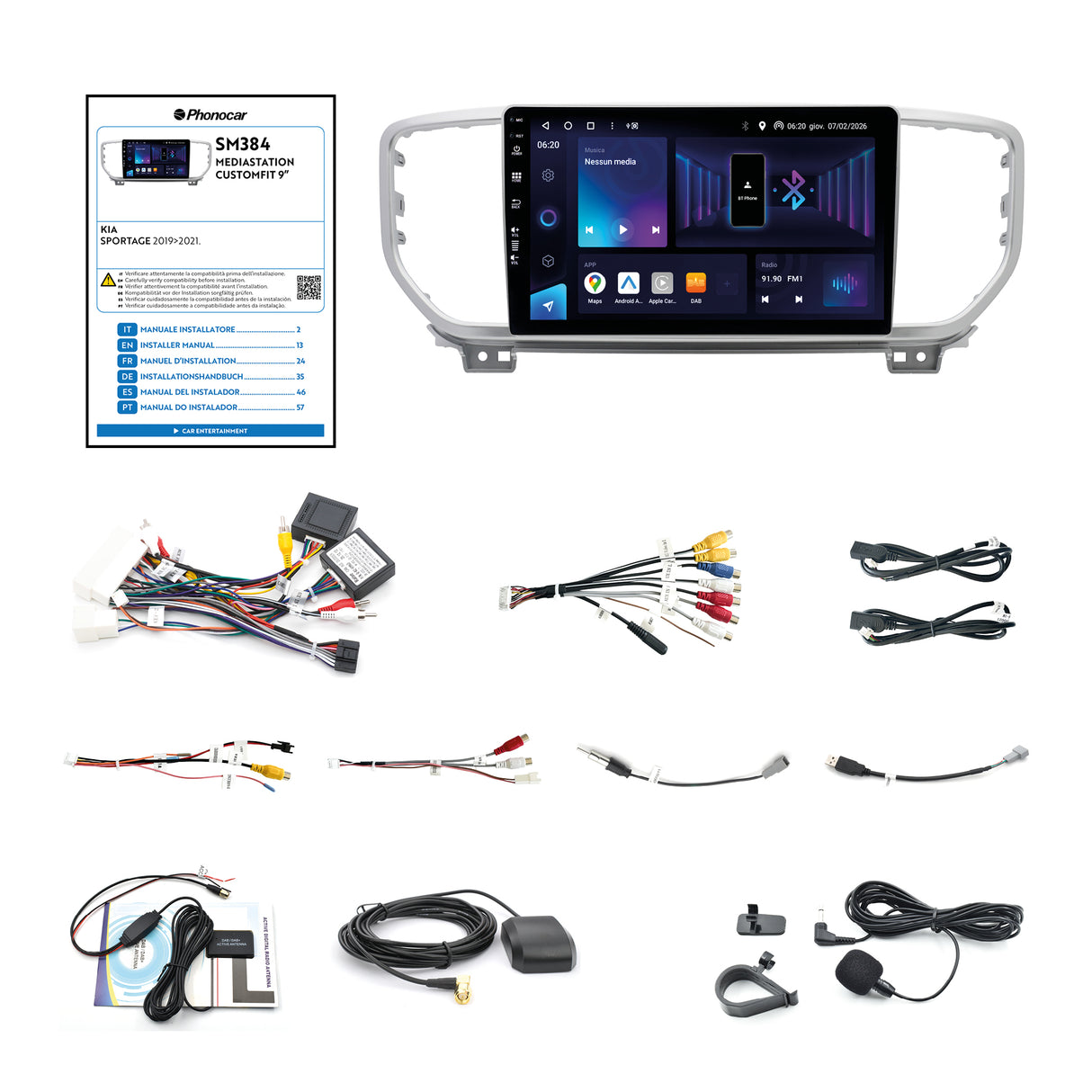 Phonocar SM384 Autoradio per KIA SPORTAGE IV (QL, QLE), Android schermo 9" QLED