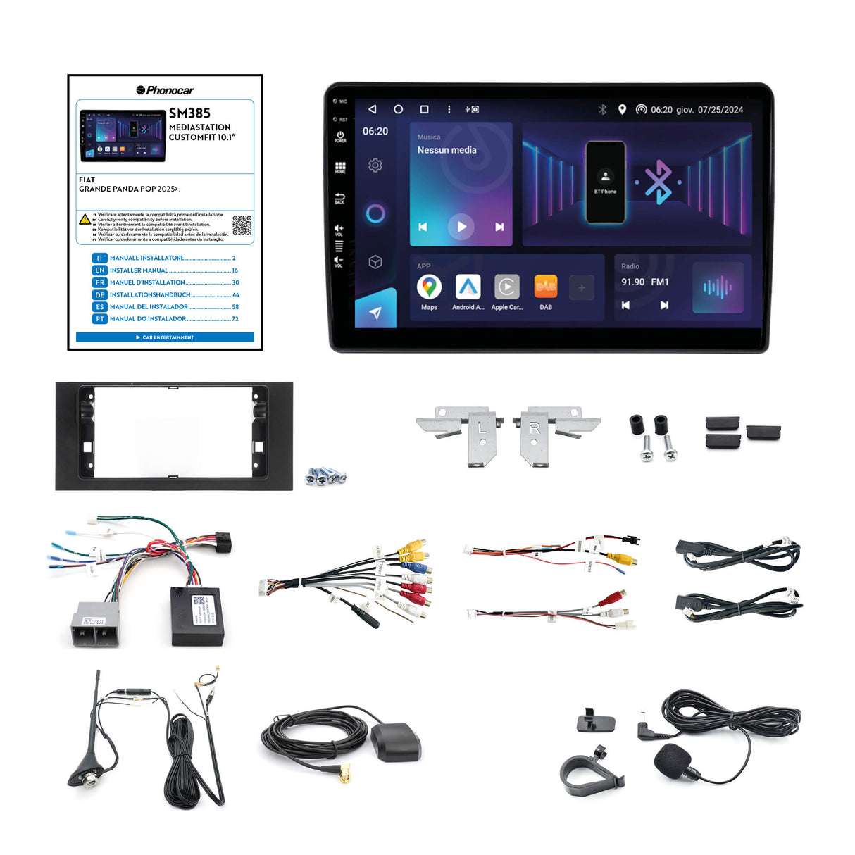 Phonocar SM385 Autoradio Android per FIAT GRANDE PANDA (325) dal 2025 schermo 10.1" QLED
