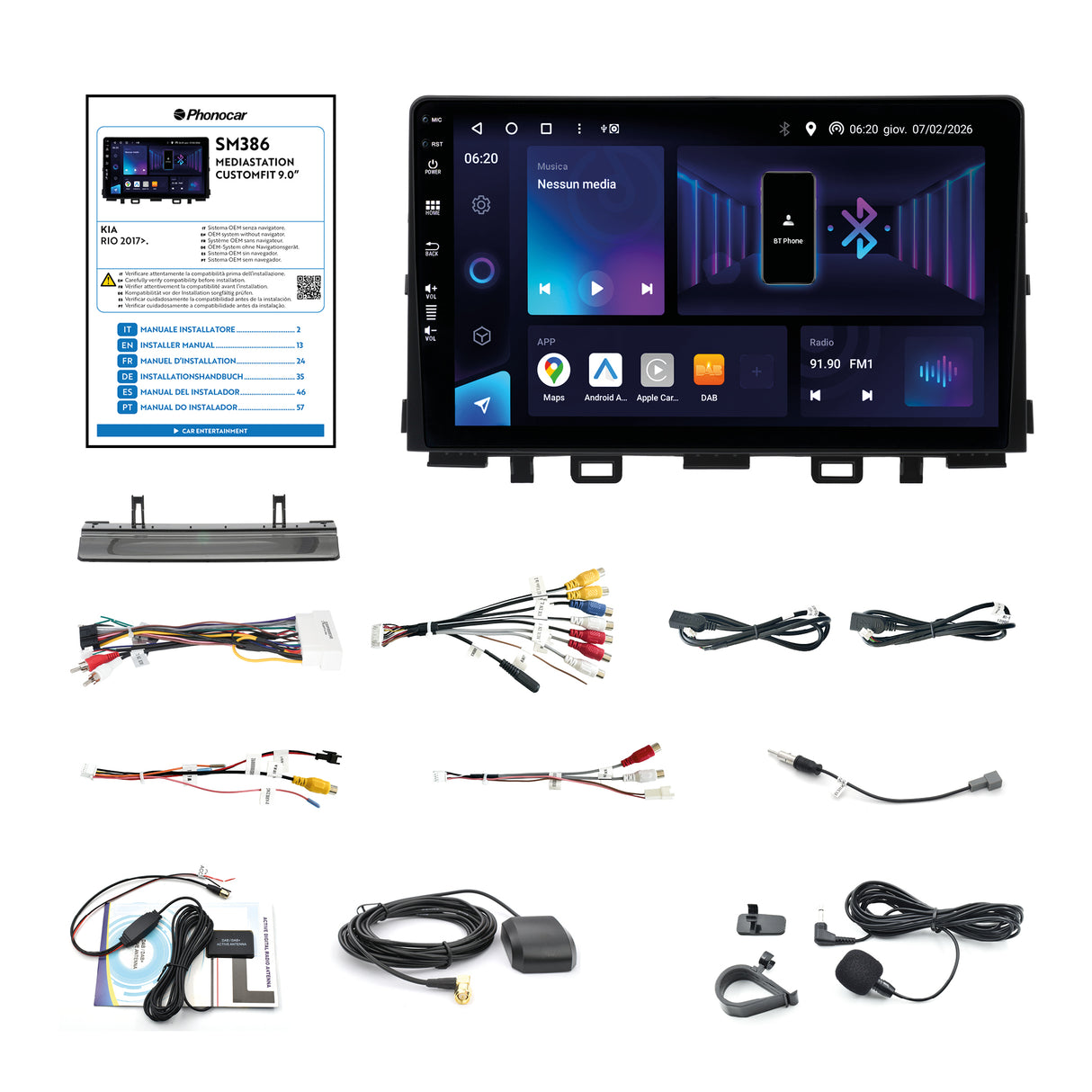 Phonocar SM386 Autoradio per KIA RIO IV e STONIC,  Android schermo 9" QLED
