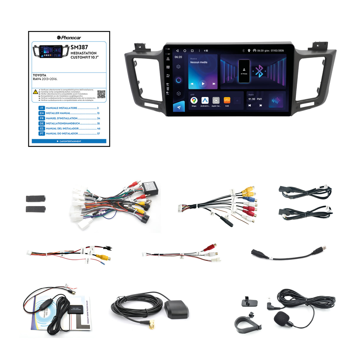 Phonocar SM387 Autoradio Android per TOYOTA RAV 4 IV schermo 10.1" QLED