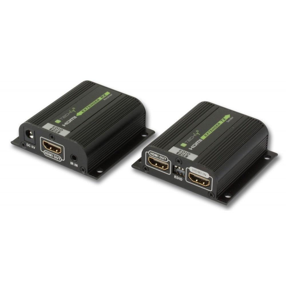 TECHLY EXTENDER HDMI FULL HD 3D POE FINO A 40 METRI EDID IR CAVI CAT 6 6A 7 - TechSoundSystem.com