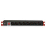TECHLY I-CASE STRIP-81U MULTIPRESA DA 1U RACK 8 PRESE UNEL PULSANTE LUMINOSO CON COVER E CAVO 2 MT - TechSoundSystem.com
