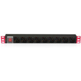 TECHLY I-CASE STRIP-91U MULTIPRESA DA 1U RACK 9 PRESE UNEL PULSANTE LUMINOSO CON COVER E CAVO 2 MT - TechSoundSystem.com
