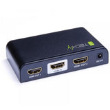 TECHLY SPLITTER HDMI 4K UHD 3D 2 VIE IN METALLO CON ALIMENTATORE - TechSoundSystem.com