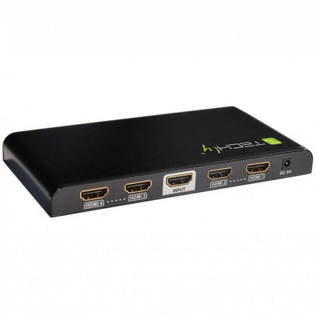 TECHLY SPLITTER HDMI 4K UHD 3D 4 VIE IN METALLO CON ALIMENTATORE - TechSoundSystem.com