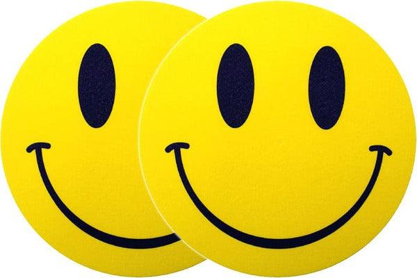 TECHNICS SLIPMATS TAPPETINI GIRADISCHI LOGO SMILEY - GIALLO E NERO COPPIA TAPPETINI - TechSoundSystem.com