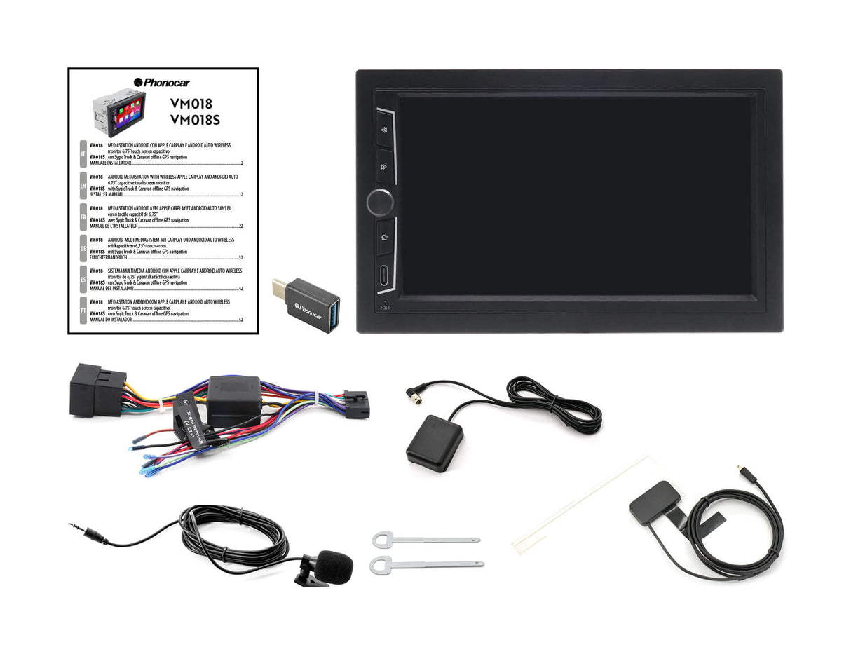 Phonocar VM018S Autoradio 2 DIN Android 12, Apple Car Play e Android Auto WIRELESS mappe SYGC