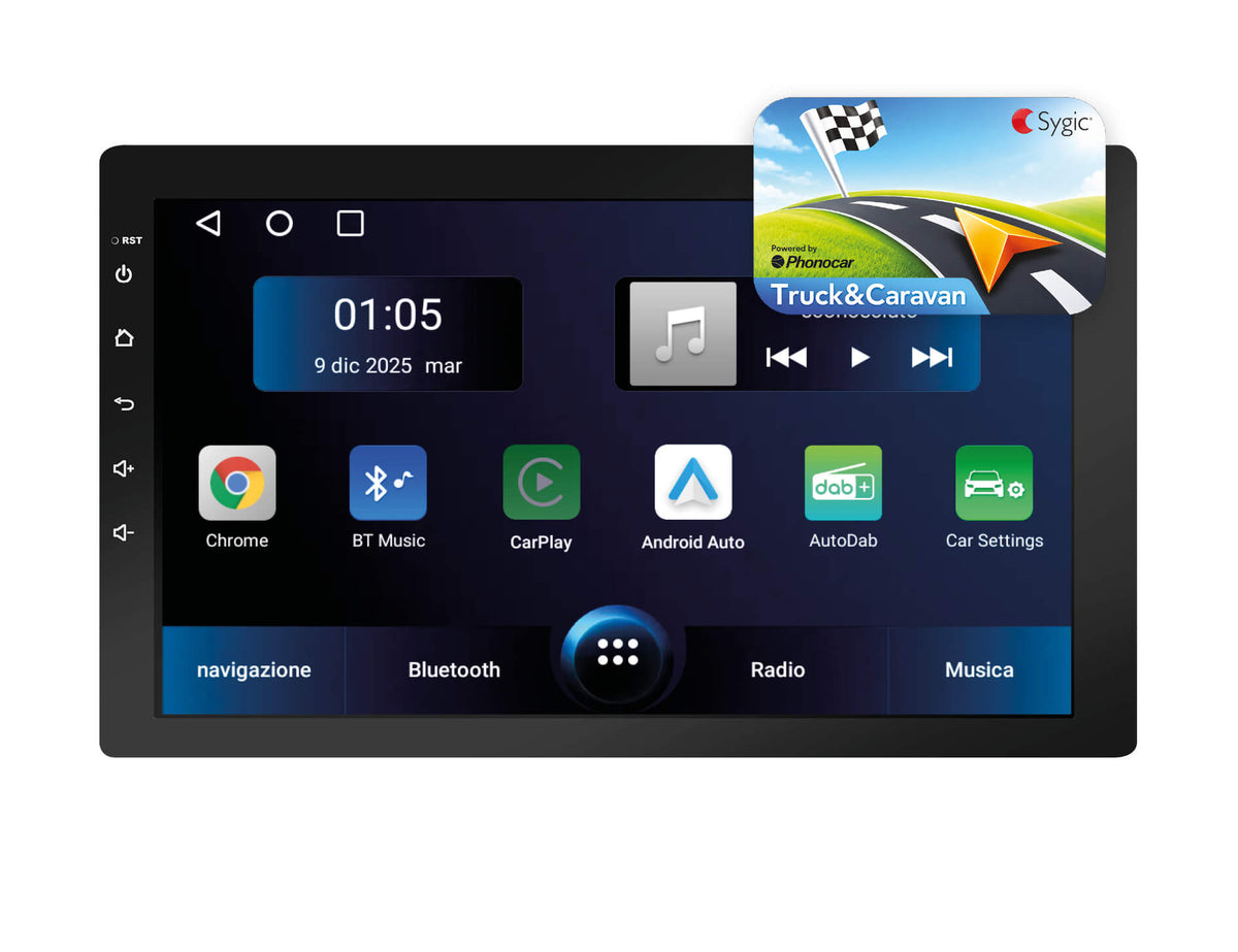 Phonocar VM053S Autoradio 1 DIN schermo RIMOVIBILE 10.1" Android 12 + MAPPE SYGC
