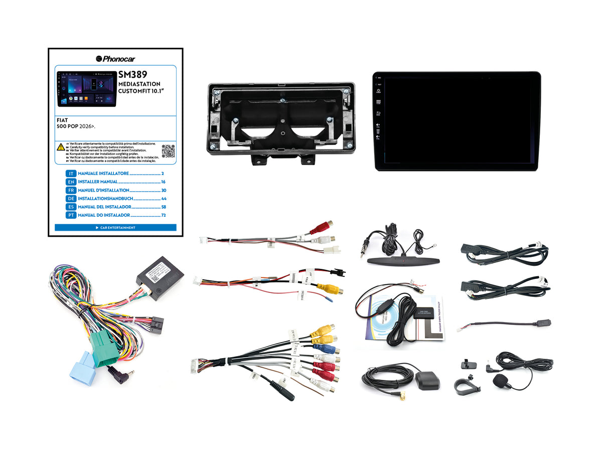 Phonocar SM389 Autoradio Android per FIAT 500 allestimento POP dal 2026 monitor QLED 10.1”