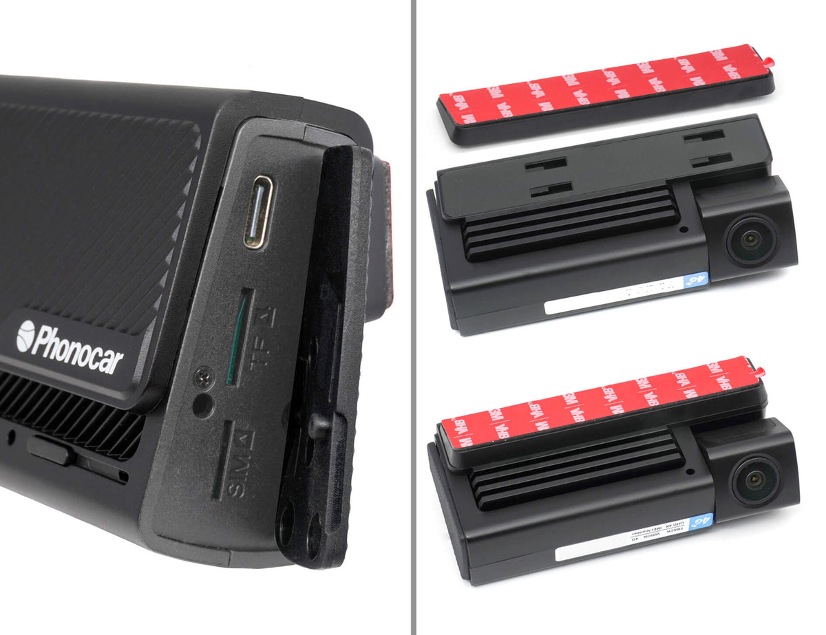 Phonocar VM444 Dashcam 3 canali 4K 4G/WI-FI/GPS/APP, due videocamere integrate + retrocamera da interno