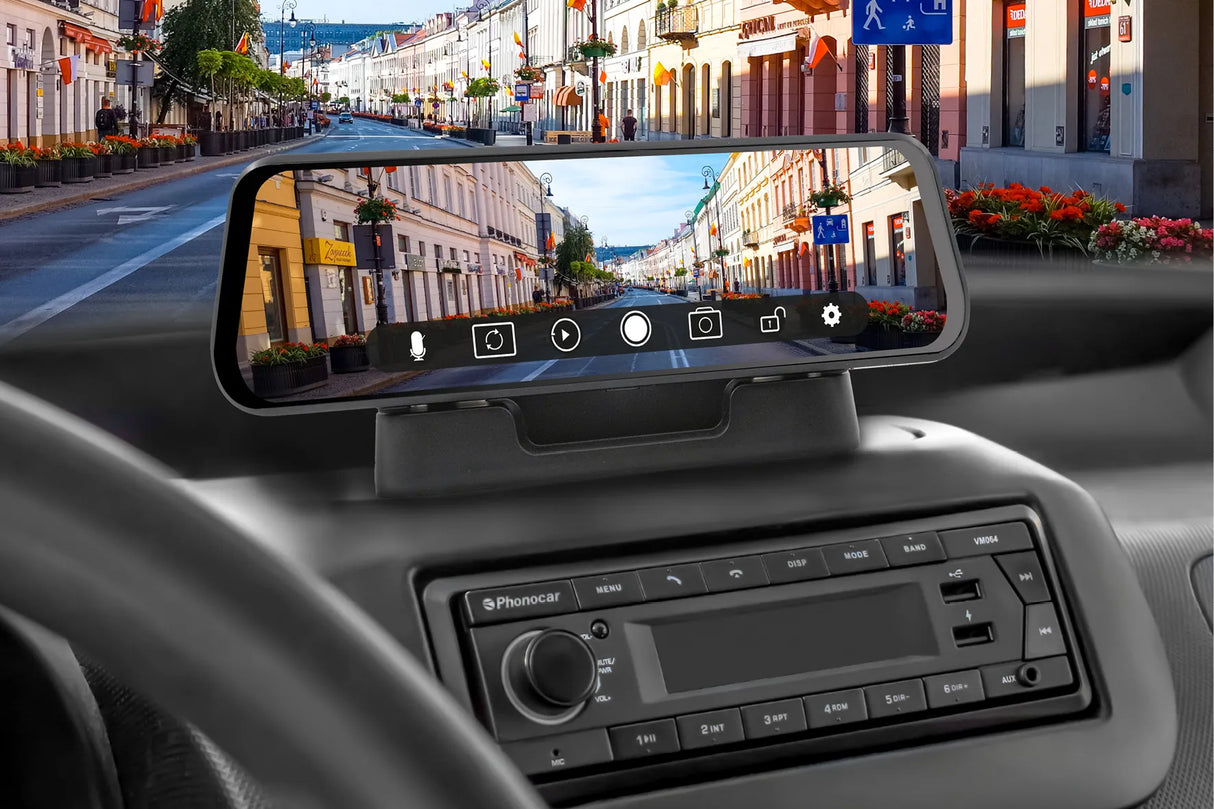 Phonocar VM494 specchietto retrovcisore 9.7" DVR con Retrocamera compresa