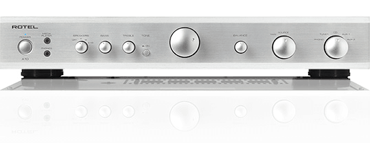ROTEL A-10 SILVER Amplificatore integrato 40+40W RMS su 8 ohm, stadio finale ad alta corrente - TechSoundSystem.com