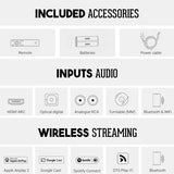 Argon Audio SA2 amplificatore stereo integrato Wi-Fi 2 × 100W 4 ohm classe D con Bluetooth aptX HD e HDMI ARC