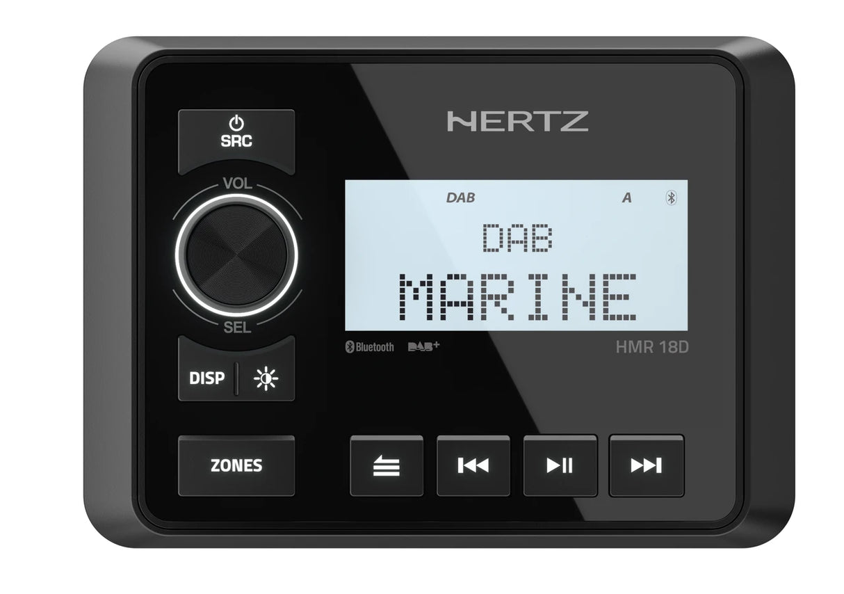 Hertz HMR 18 D Ricevitore audio marino DAB+, IP66 e Bluetooth 2.1, 4x50W