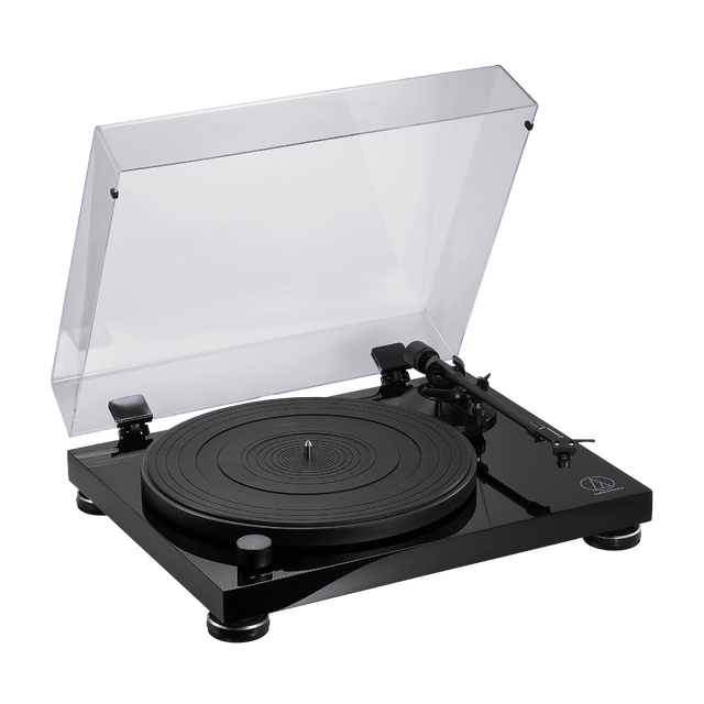 Audio Technica AT-LPW50PB Giradischi hifi testina AT-VM95E, stadio PHONO, nero lucido - TechSoundSystem.com