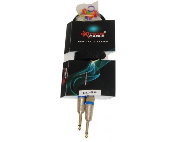 EXTREME JJ05PRO CAVO JACK 1/4" 6,3 mm - JACK 6.3mm 1/4" 0,5 MT CON FASCIA STRAP E CONNETTORI ANTISCIVOLO ERGONOMICI - TechSoundSystem.com