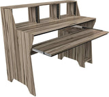 ZOMO STUDIO DESK MILANO SCRIVANIA DA STUDIO CON 3 SCOMPARTI LAPTOP DA 4 UNITA' RACK 19" IN LEGNO COLORE ZEBRANO - TechSoundSystem.com