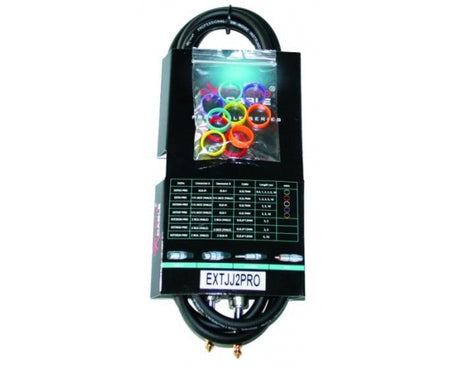 EXTREME JJ2PRO CAVO JACK MONO 1/4" 6.3mm - JACK MONO 1/4" 6.3 mm 2 MT CAVO AUDIO DI SEGNALE SCHERMATO FORNITO CON STRAP E ANELLINI COLORATI IDENTIFICATIVI - TechSoundSystem.com