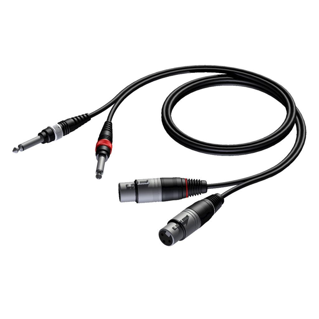 PROCAB CAB 707-1-5 Cavo audio 1,5mt 2x XLR femmina/ 2 JACK 6,3mm mono - TechSoundSystem.com