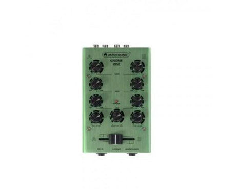 OMNITRONIC GNOME 202 GREEN MINI MIXER DJ 2 CANALI STEREO MICROFONO CUFFIA - TechSoundSystem.com