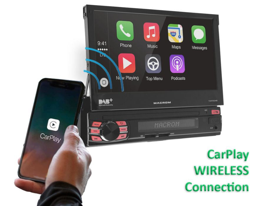 Macrom T6593DAB Sistema multimediale ANDROID 13 display HD 1024x600 7'' motorizzato capacitivo