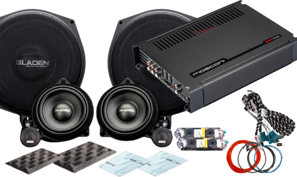 Gladen SU-BMW-RAM-BASIC-EXTREME Kit audio SoundUp ONE 202 BMW a 3 vie + amplificatore ONE 6|10 DSP per BMW serie G con unità RAM
