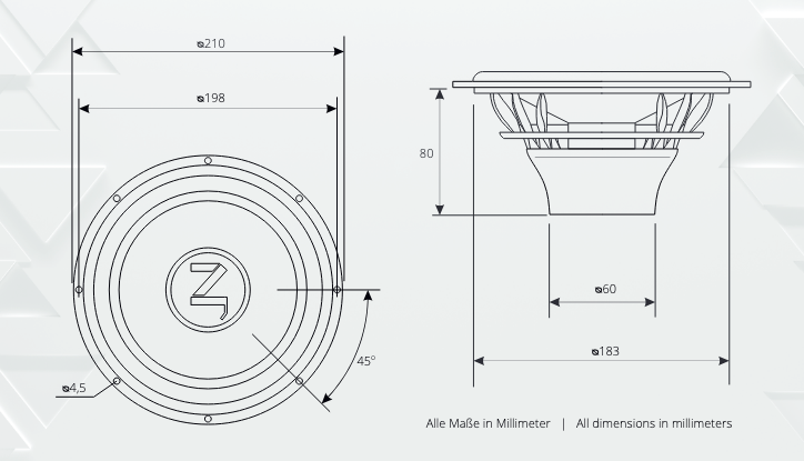 Gladen ZETA 200 coppia di woofer da 200mm 3 Ohm 225W