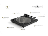 Gold Note T-5 giradischi con trazione a cinghi, piatto in vetro Ultra-Clear e braccio B-5.2