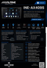 Alpine INE-AW409S Autoradio multimediale universale HI-RES, Alpine OS da 9 pollici (4+64G)