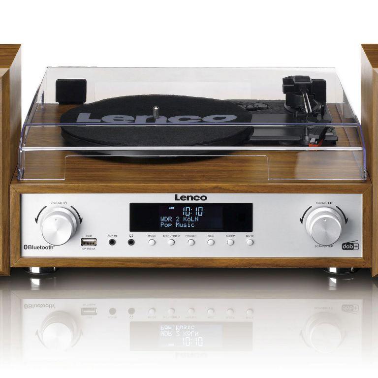Lenco MC-160WD Sistema all-in-one Giradischi con trazione a cinghia, Radio DAB+,FM Bluetooth 5.0 - TechSoundSystem.com