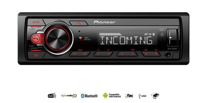 Pioneer MVH-330DAB autoradio 1 DIN con DAB/DAB+, Bluetooth, Red illumination, USB and Android devices - TechSoundSystem.com