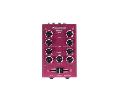 OMNITRONIC GNOME 202 RED MINI MIXER DJ 2 CANALI STEREO MICROFONO CUFFIA - TechSoundSystem.com