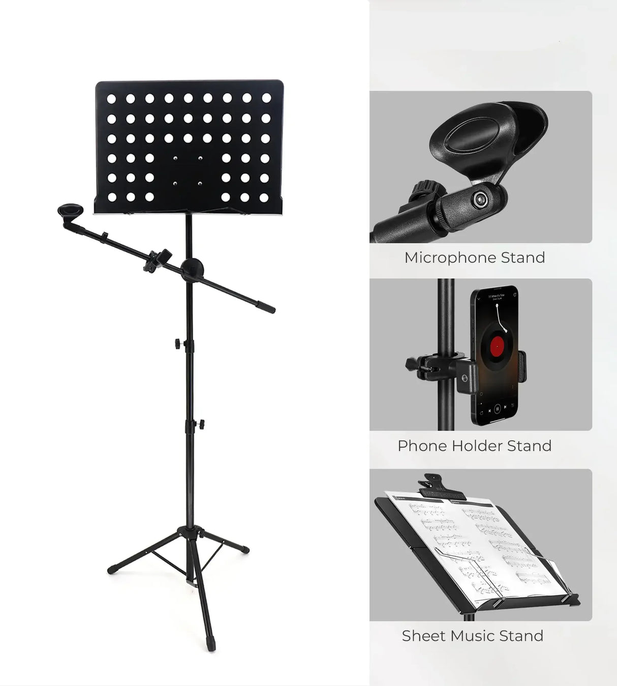 HEBIKUO P06HV LEGGIO DA ORCHESTRA FORATO SMONTABILE REGOLABILE IN ALTEZZA ED INCLINAZIONE