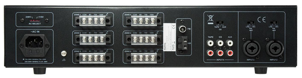 GLEMM PAA 660TMZ Amplificatore a matrice 6 zone indipendenti a 100V e 8ohm, 360W alta qualità - TechSoundSystem.com