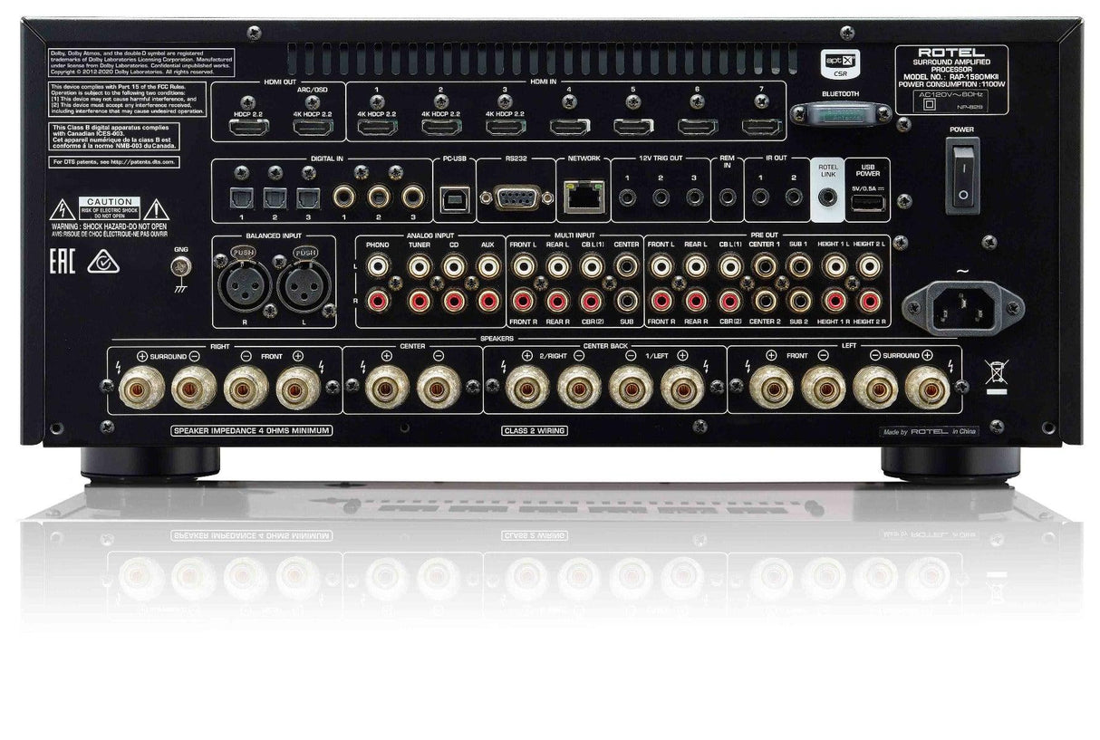 Rotel RAP-1580MKII BLACK amplificatore home cinema 7.2 4K Dolby Atmos e DTS:X in 7.1.4 DAC Wolfson a 24bit/192KHz - TechSoundSystem.com